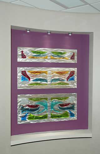 Custom Fused Glass and Metal Tryptych
